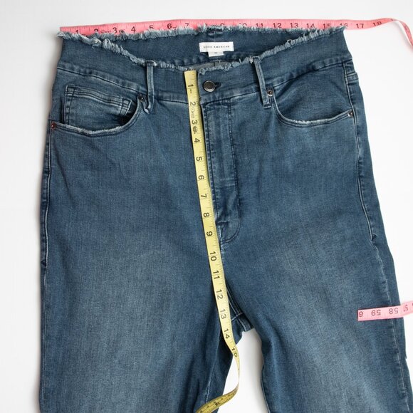 Good American Jeans Good Legs High Waist Fray Waistband Skinny Blue 610 Size 16 - Picture 8 of 8